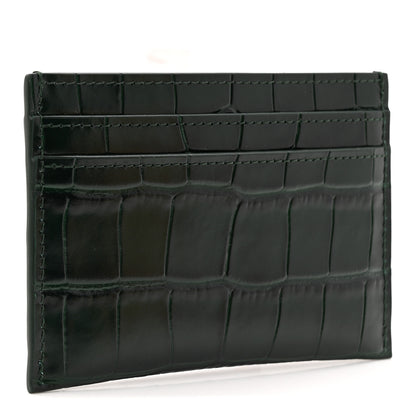 Chanel Calfskin Crocodile Embossed Crococo Card Holder Emerald 3 of 8