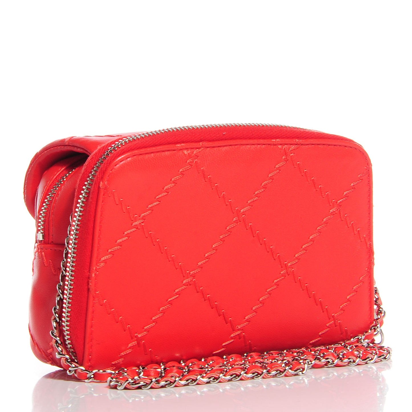 Calfskin Ultimate Stitch Mini Flap WOC Bag Light Red