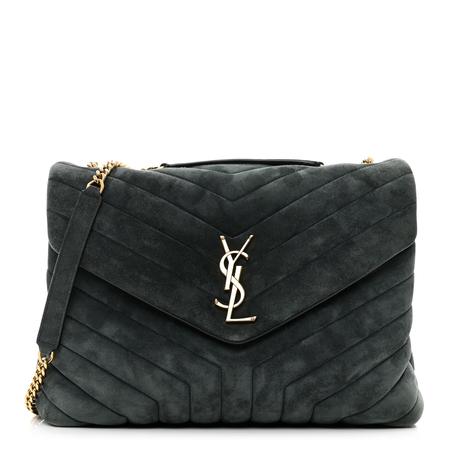 Saint Laurent Suede Y Quilted Monogram Medium Loulou Chain Satchel 1 of 11