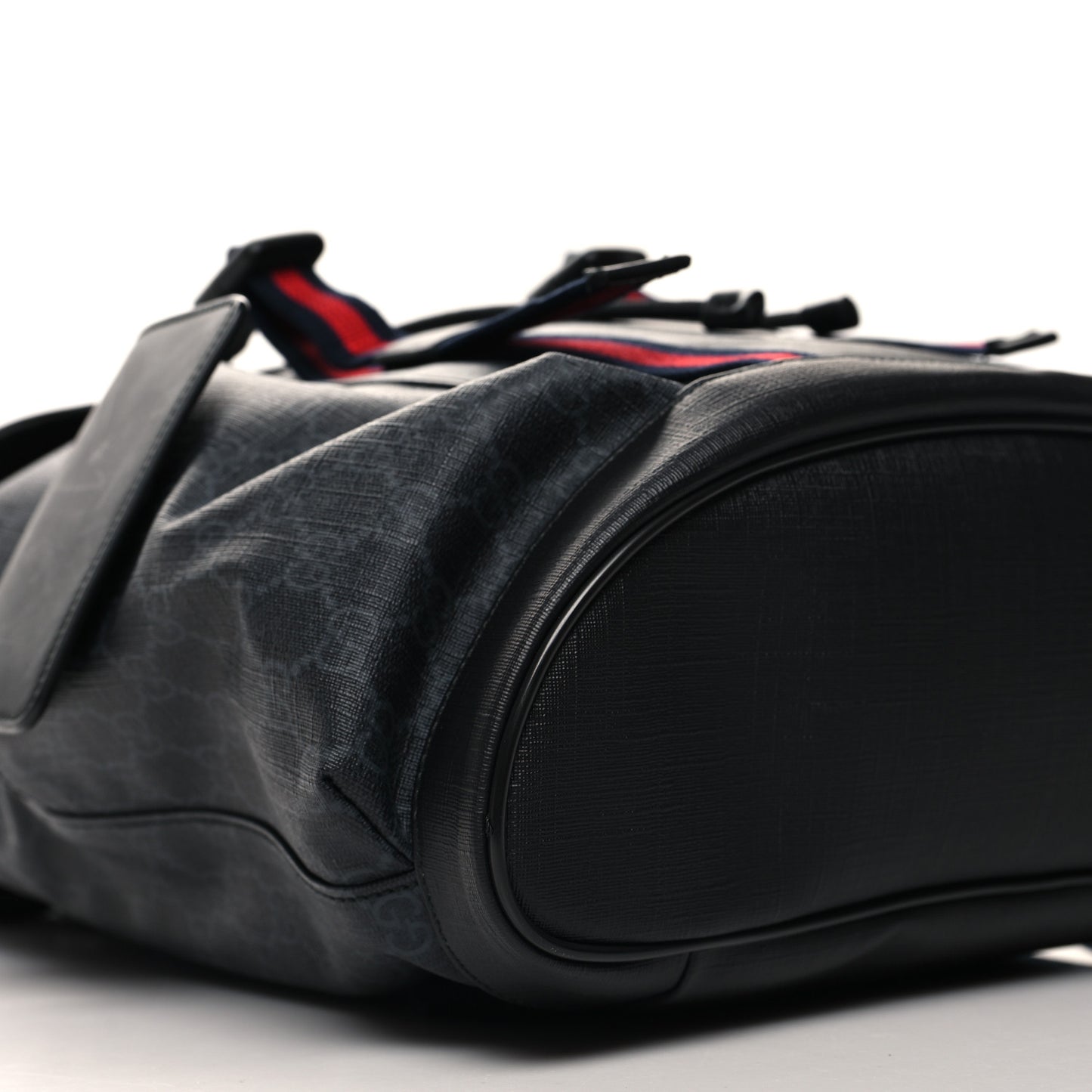 Soft GG Supreme Monogram Calfskin Web Double Buckle Backpack Black