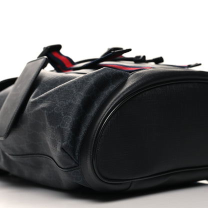 Gucci Soft GG Supreme Monogram Calfskin Web Double Buckle Backpack Black 9 of 10