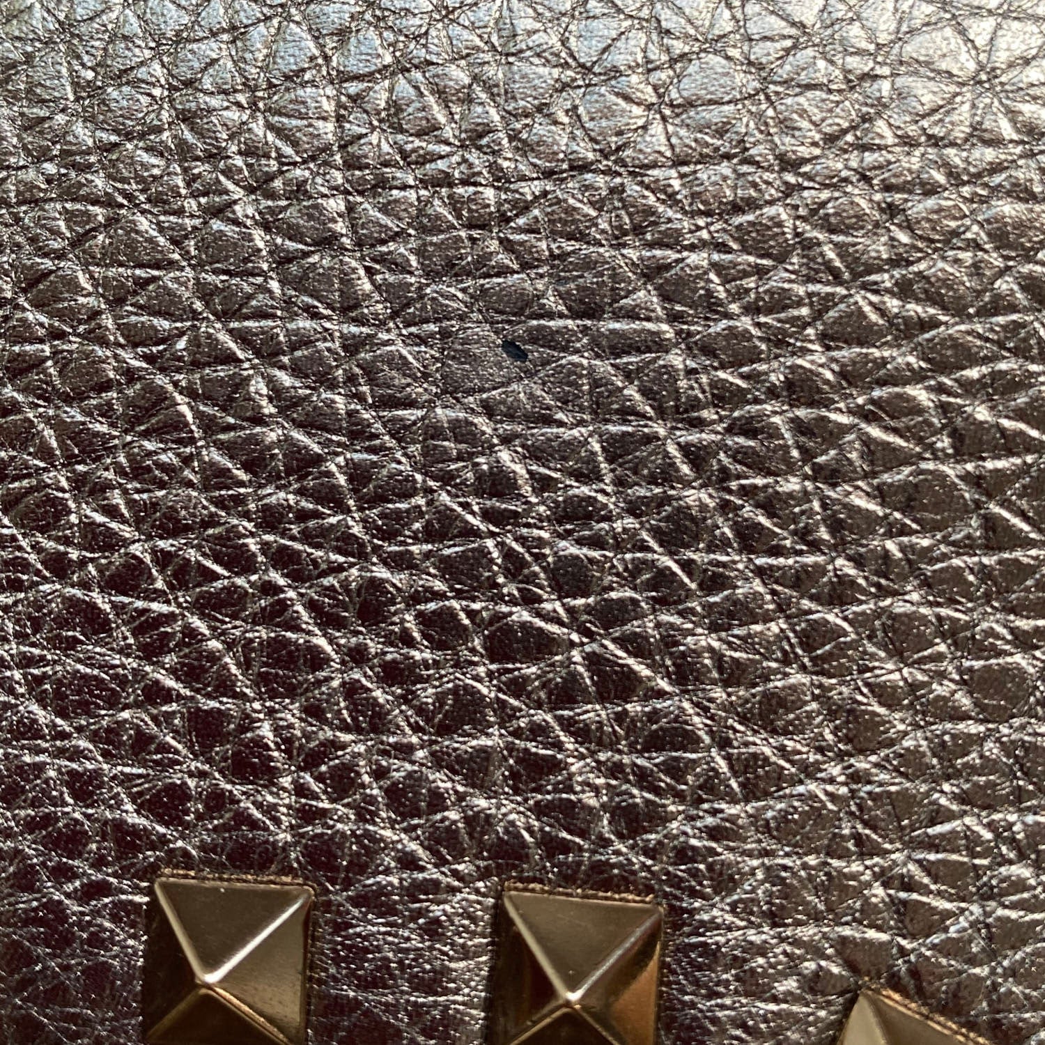Valentino Garavani Metallic Pebbled Calfskin Medium Rockstud Flip Lock Crossbody Bag Sasso 12 of 12