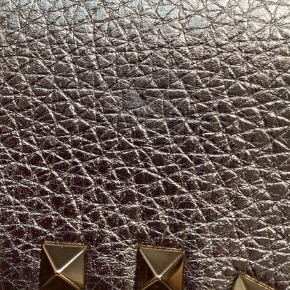 Valentino Garavani Metallic Pebbled Calfskin Medium Rockstud Flip Lock Crossbody Bag Sasso 12 of 12