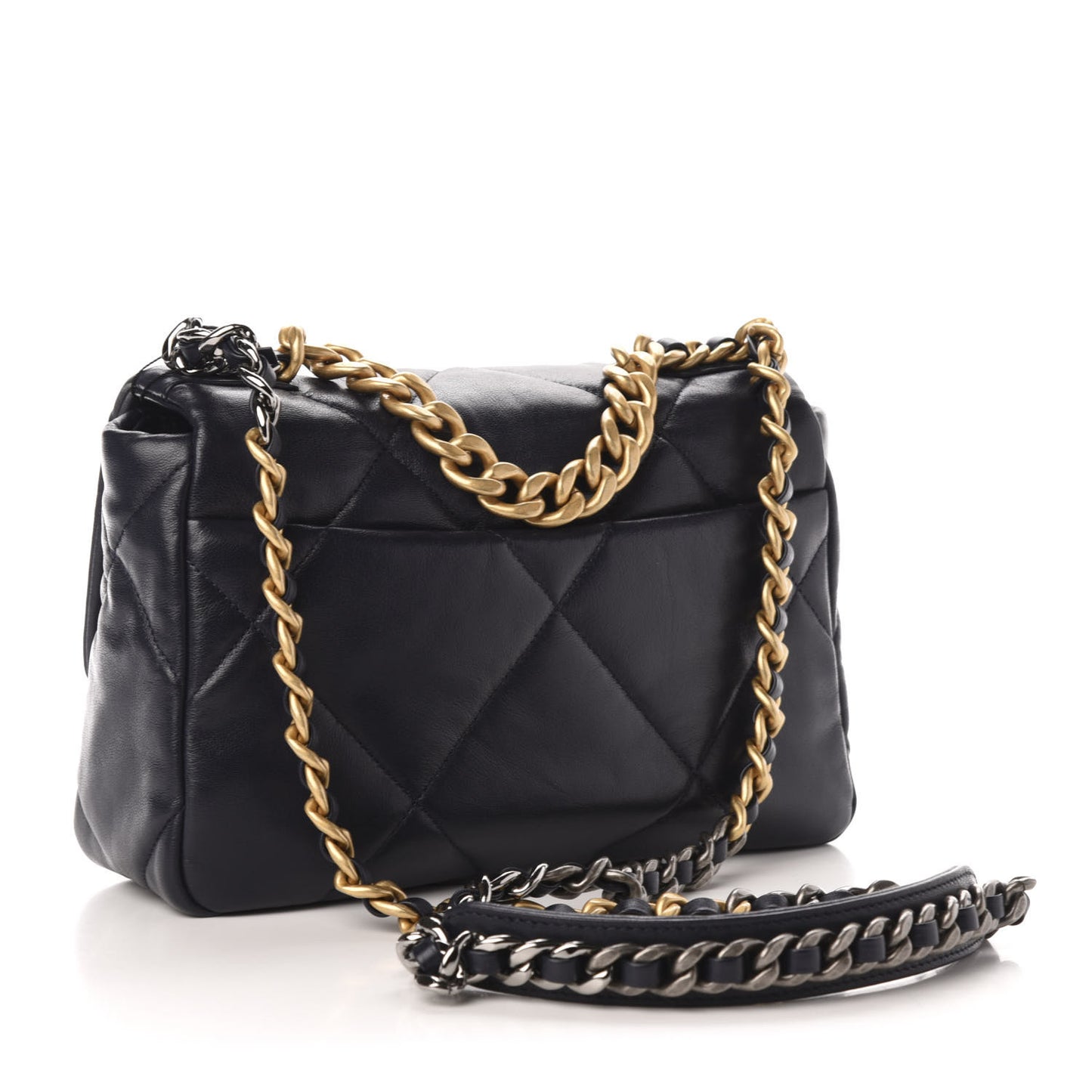 Goatskin Quilted Medium Chanel 19 Flap Navy Blue