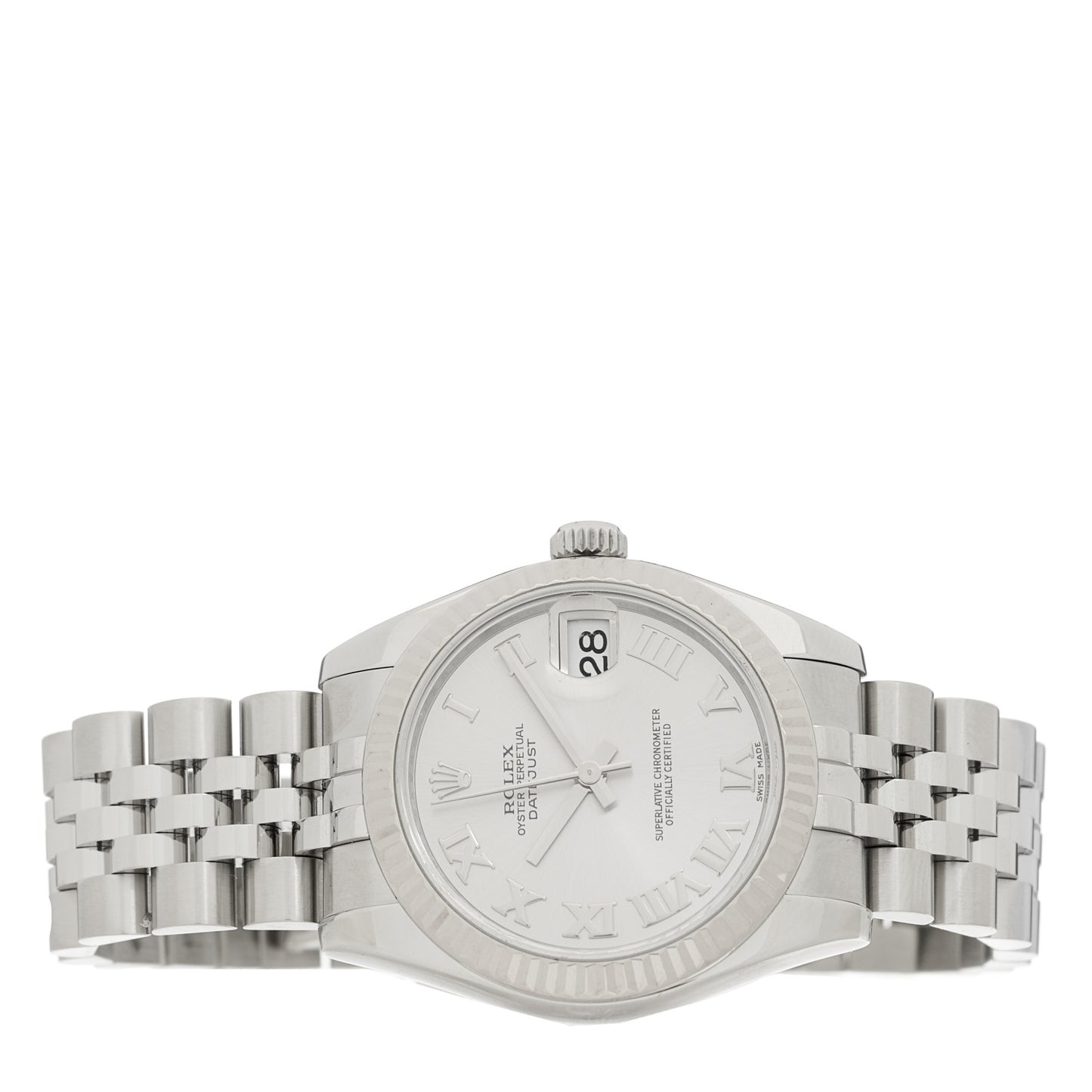 Stainless Steel 18K White Gold 31mm Oyster Perpetual Datejust Watch Silver Roman 178274