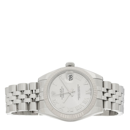 Rolex Stainless Steel 18K White Gold 31mm Oyster Perpetual Datejust Watch Silver Roman 178274 2 of 5
