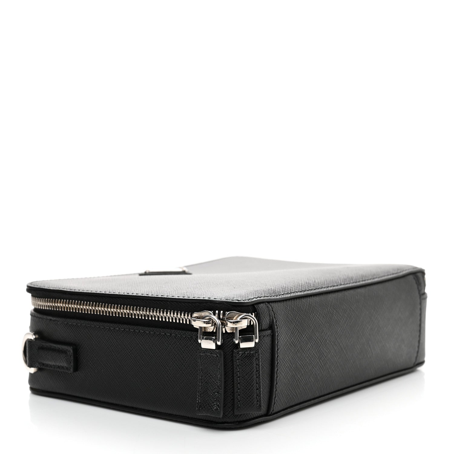 Prada Saffiano Travel Medium Brique Crossbody Bag Black 4 of 12