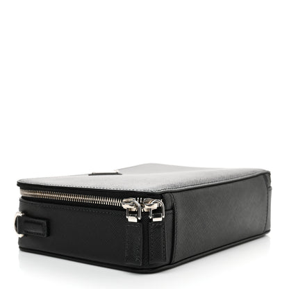Prada Saffiano Travel Medium Brique Crossbody Bag Black 4 of 12