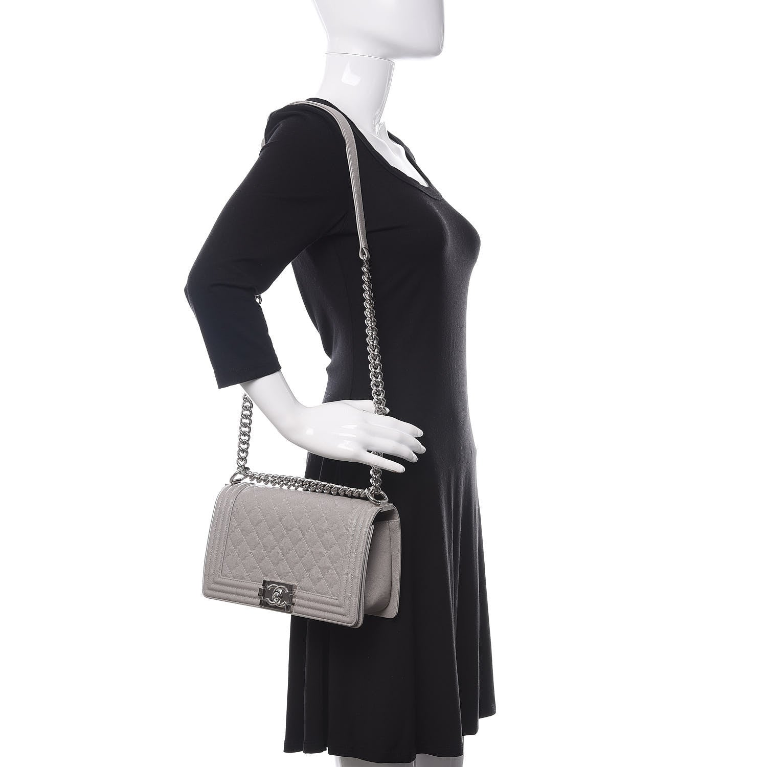 Chanel Caviar Quilted Medium Boy Flap Grey 2 of 11