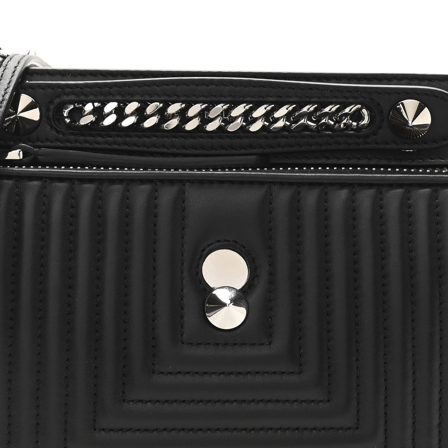 Shiny Nappa Trapuntata Chain Small DotCom Click Chain Satchel Black