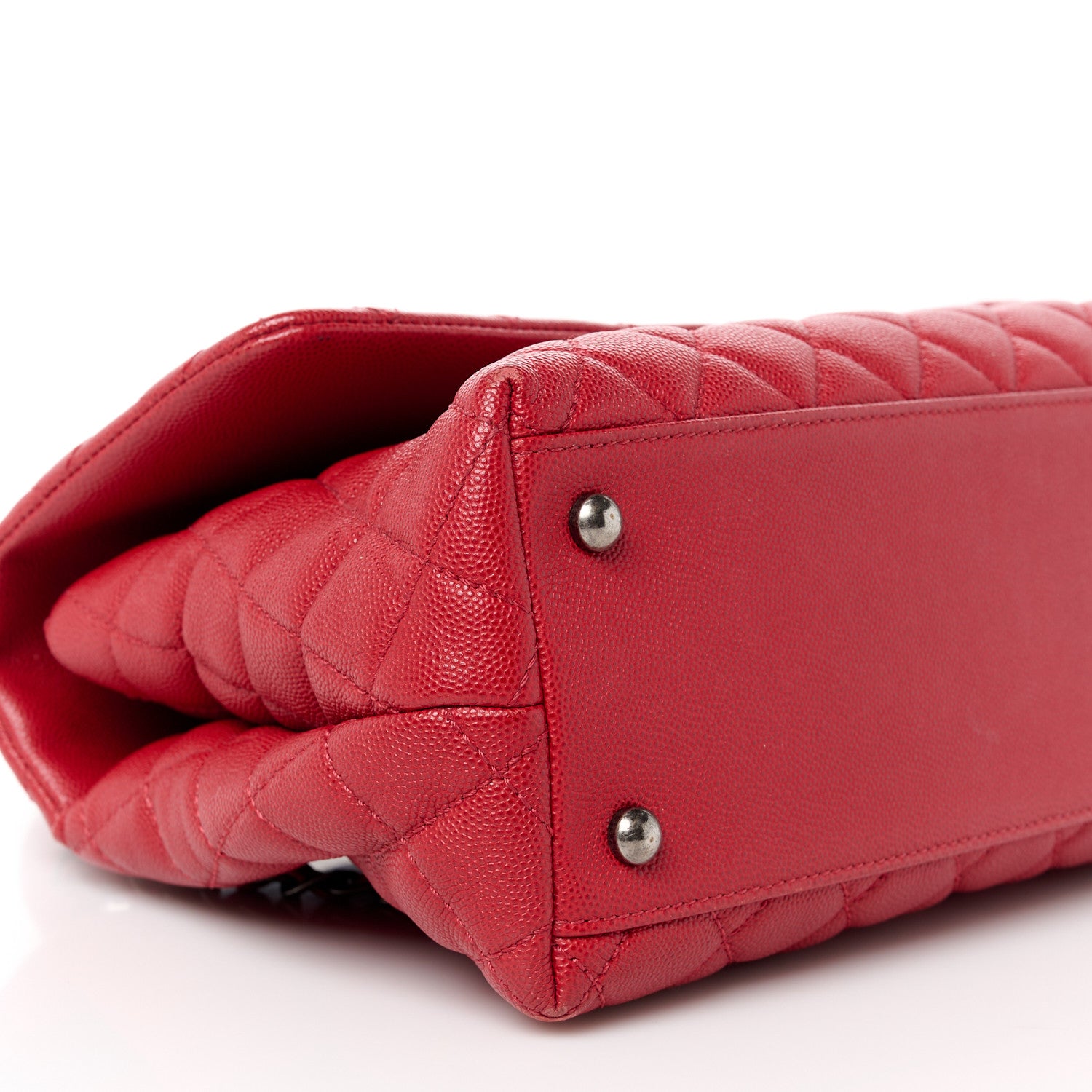 Chanel Caviar Quilted Small Coco Handle Flap Red 10 of 14