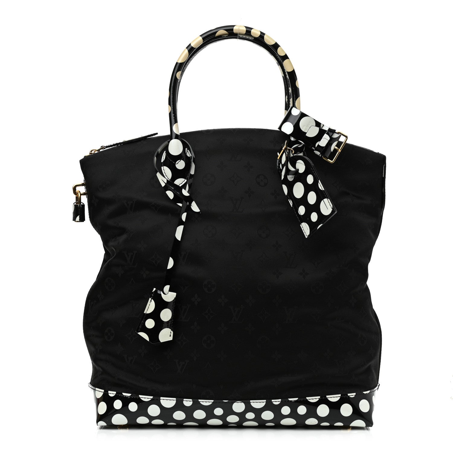 Louis Vuitton Nylon Kusama Infinity Dots Lockit Vertical MM Black White 1 of 9