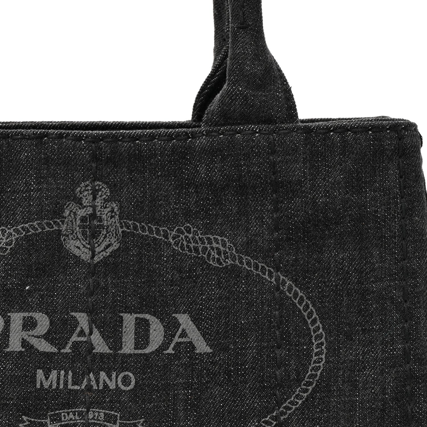 Prada Denim Small Logo Tote Black 7 of 10