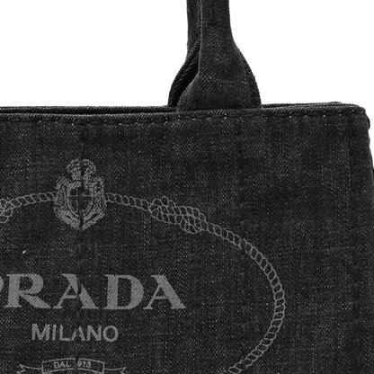 Prada Denim Small Logo Tote Black 7 of 10