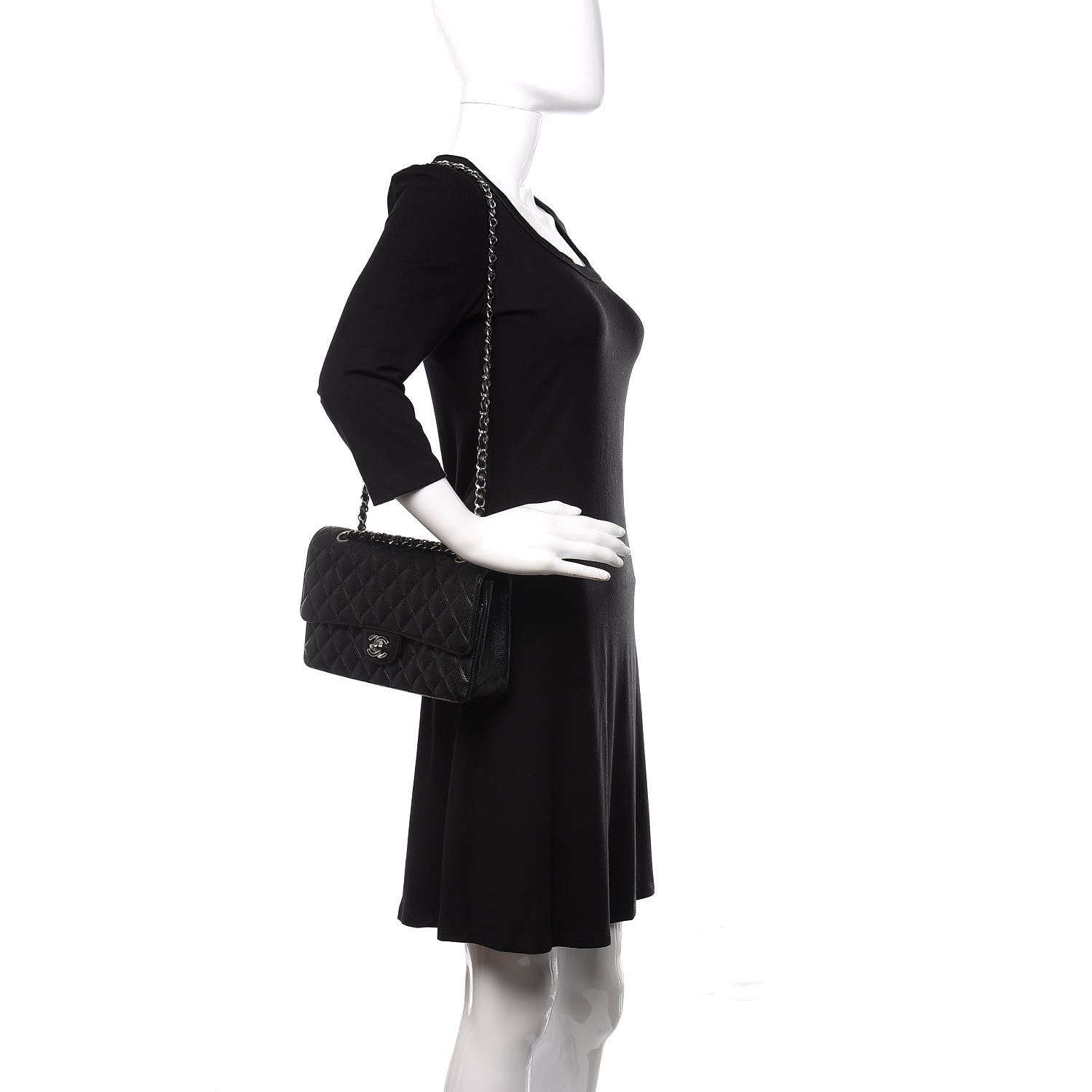 Chanel Caviar Quilted Medium Double Flap Black 2 of 14