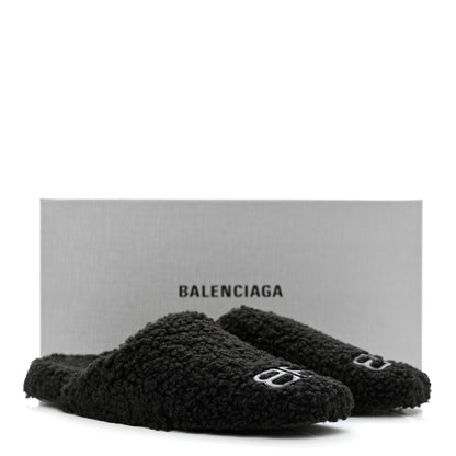Balenciaga Faux Shearling Cosy BB Mules 37 Black 9 of 9
