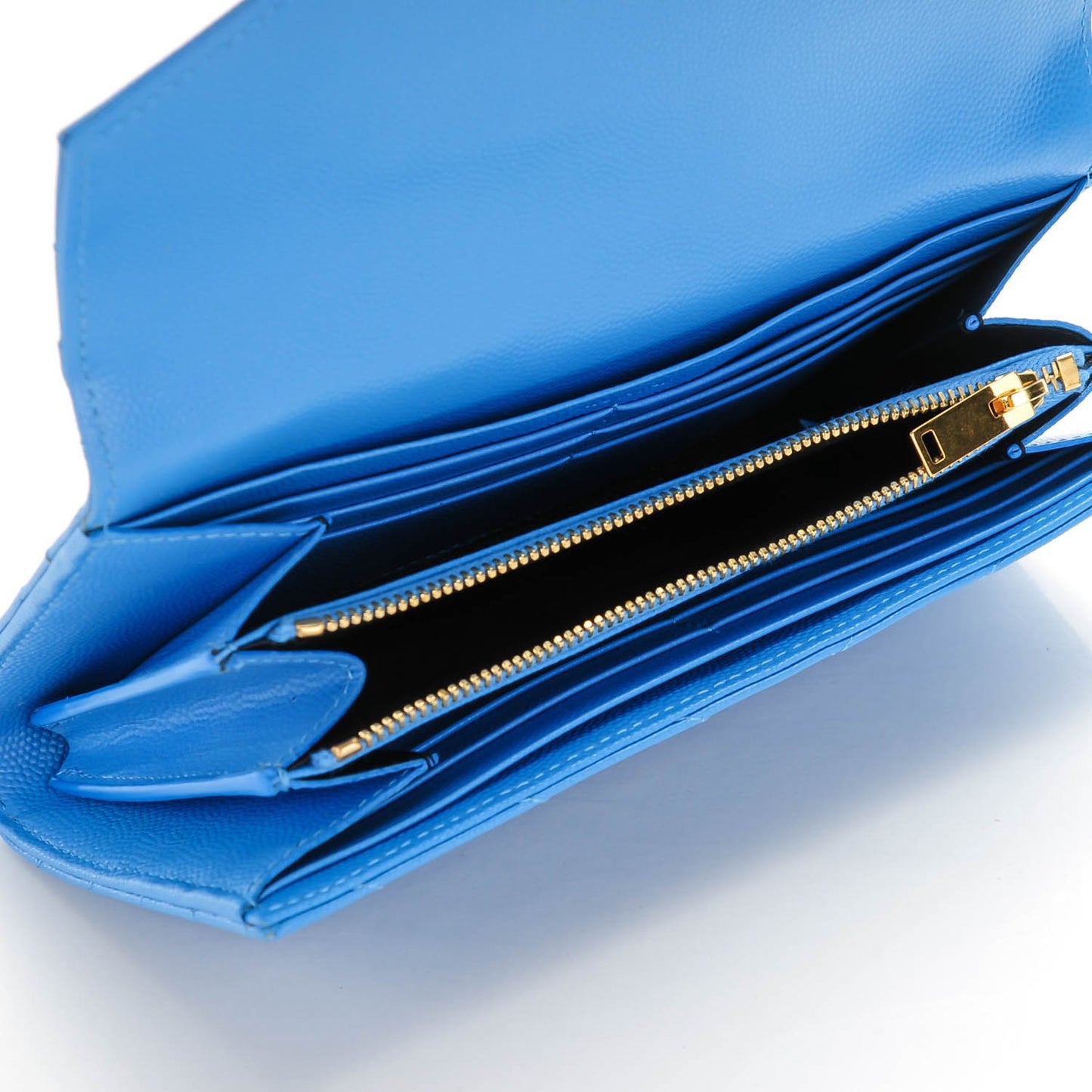 Grain de Poudre Matelasse Chevron Monogram Wallet Light Blue