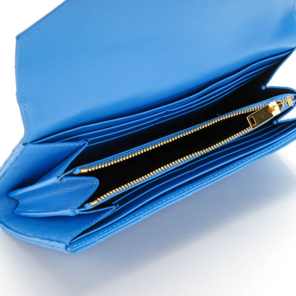 Saint Laurent Grain de Poudre Matelasse Chevron Monogram Wallet Light Blue 5 of 8