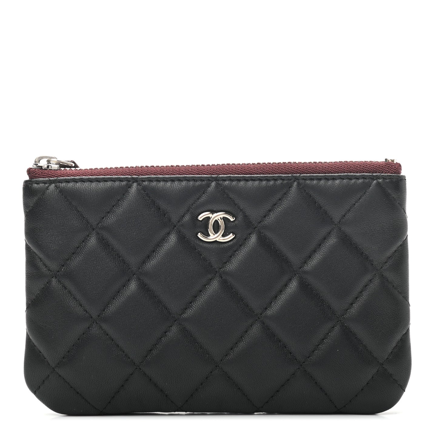 Lambskin Quilted Small Cosmetic Case Black