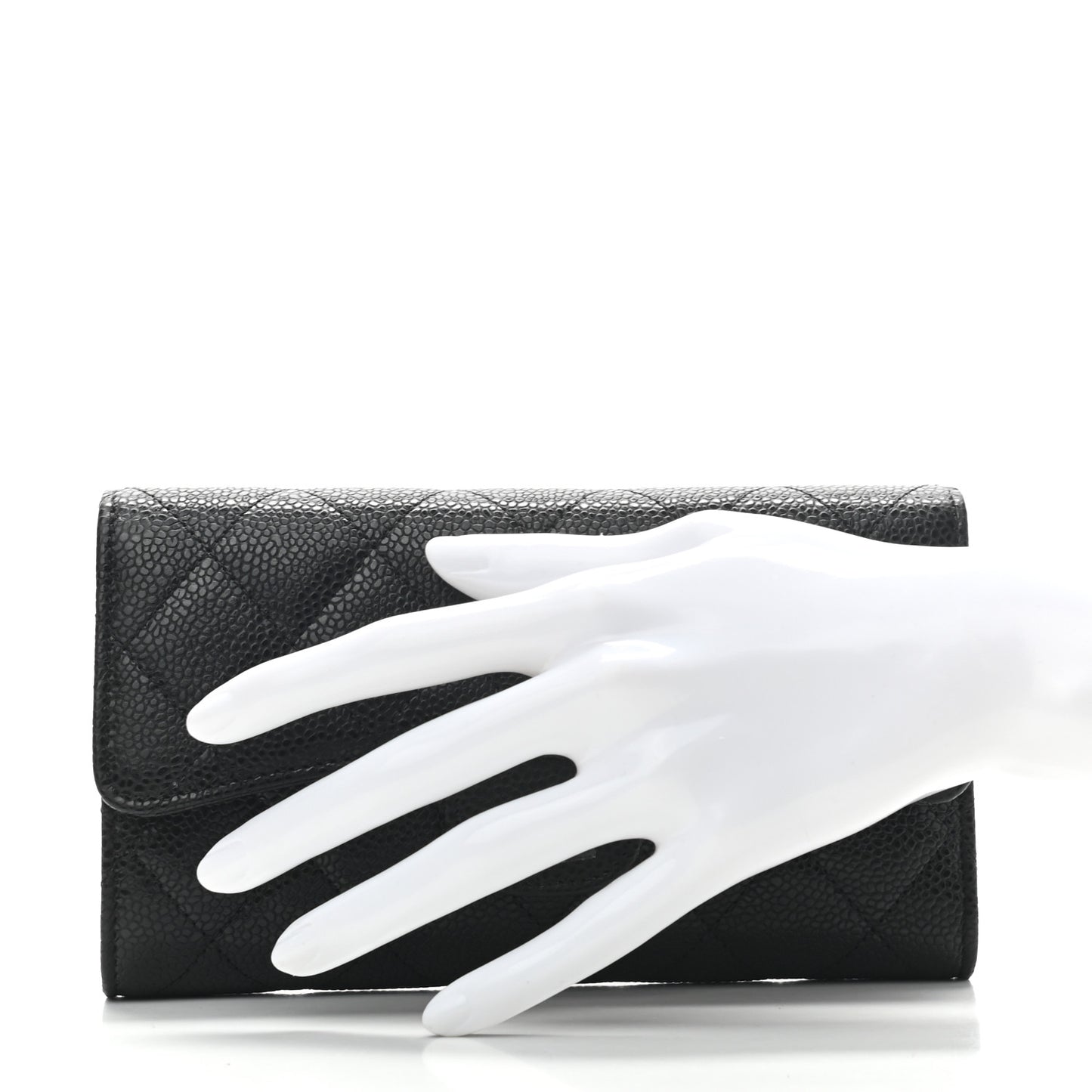 Caviar Quilted Large Flap Wallet Black