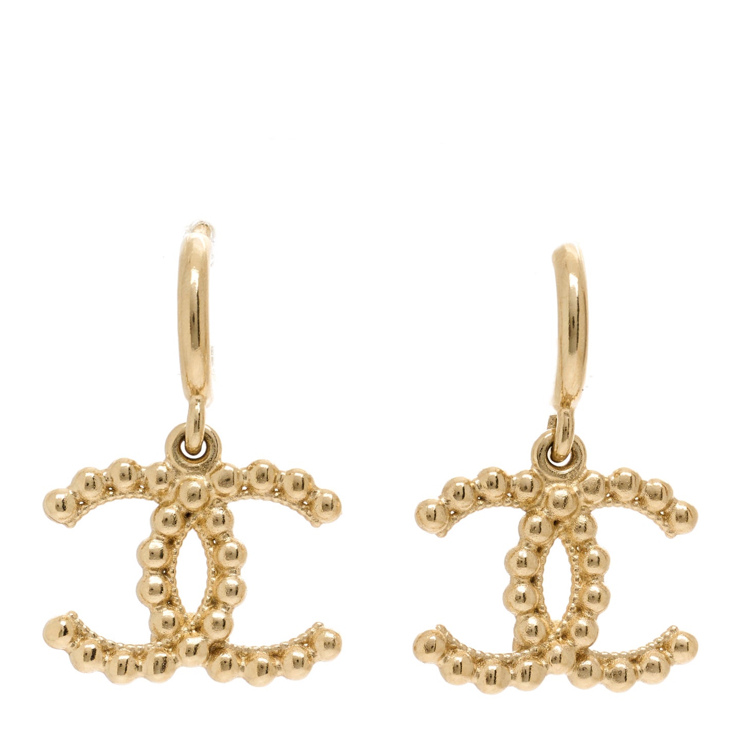 Metal CC Hoop Drop Earrings Gold