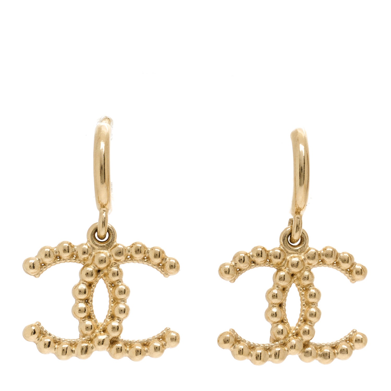 Chanel Metal CC Hoop Drop Earrings Gold 1 of 5