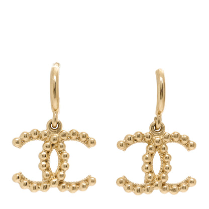 Chanel Metal CC Hoop Drop Earrings Gold 1 of 5