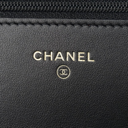 Chanel Shiny Aged Calfskin Quilted CC Wallet On Chain WOC Black 6 of 9