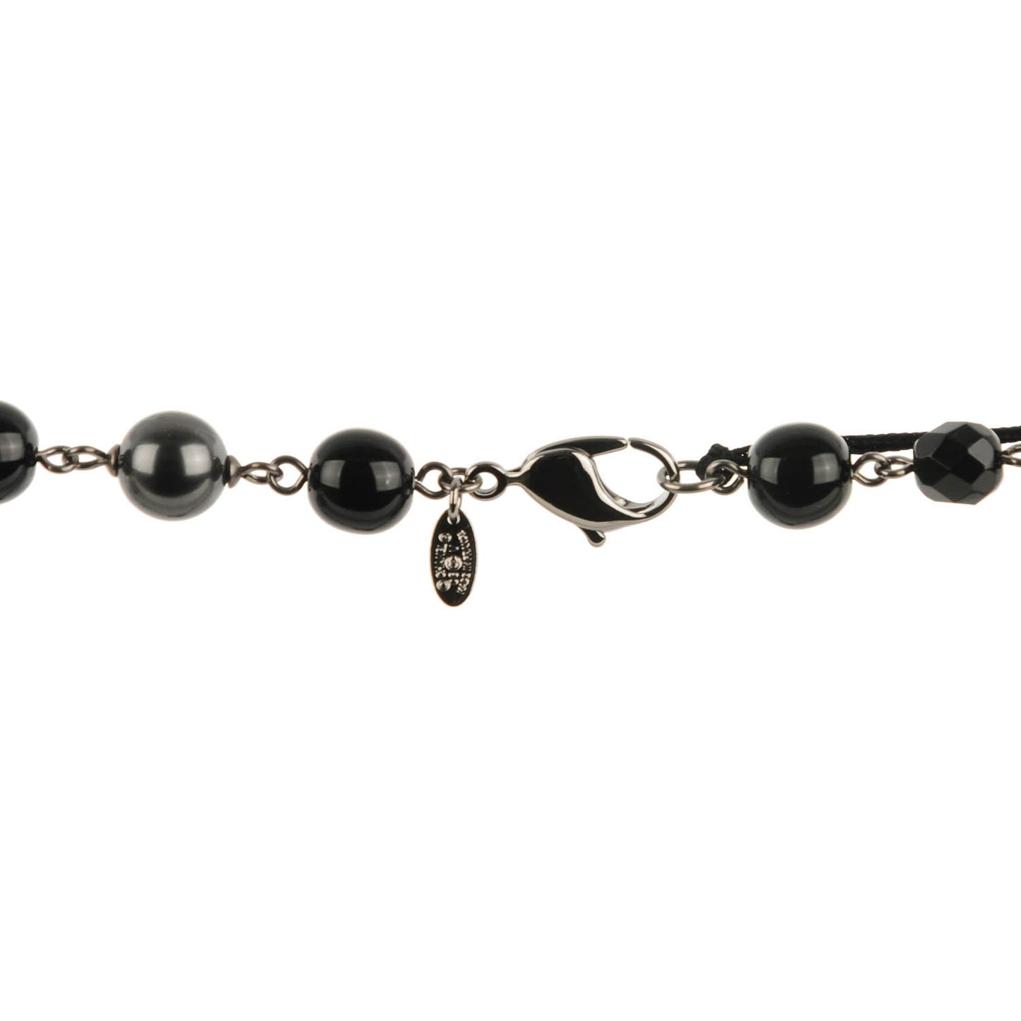 Ruthenium Beaded CC Long Necklace Black