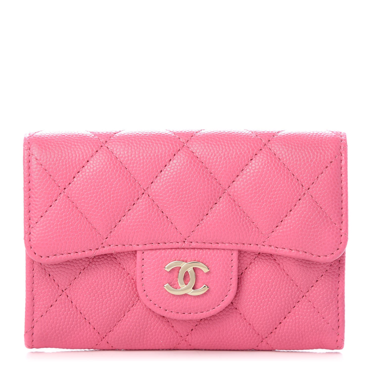 Chanel Caviar Quilted Flap Card Holder Wallet Pink 1 of 9