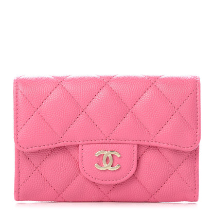 Chanel Caviar Quilted Flap Card Holder Wallet Pink 1 of 9