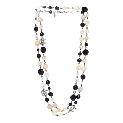 Chanel Pearl Bead CC Long Necklace Ruthenium Black 3 of 5