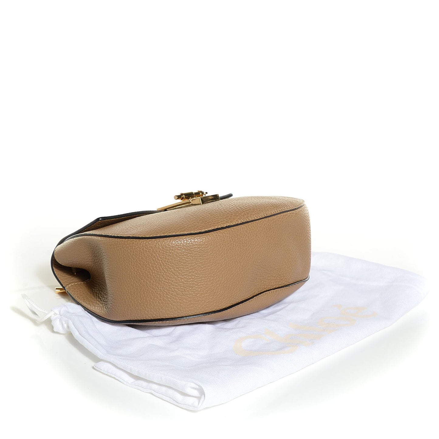 Grained Calfskin Medium Drew Shoulder Bag Chesnut Cream