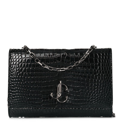 Jimmy Choo Calfskin Crocodile Embossed Varenne Chain Clutch Dusk 1 of 9