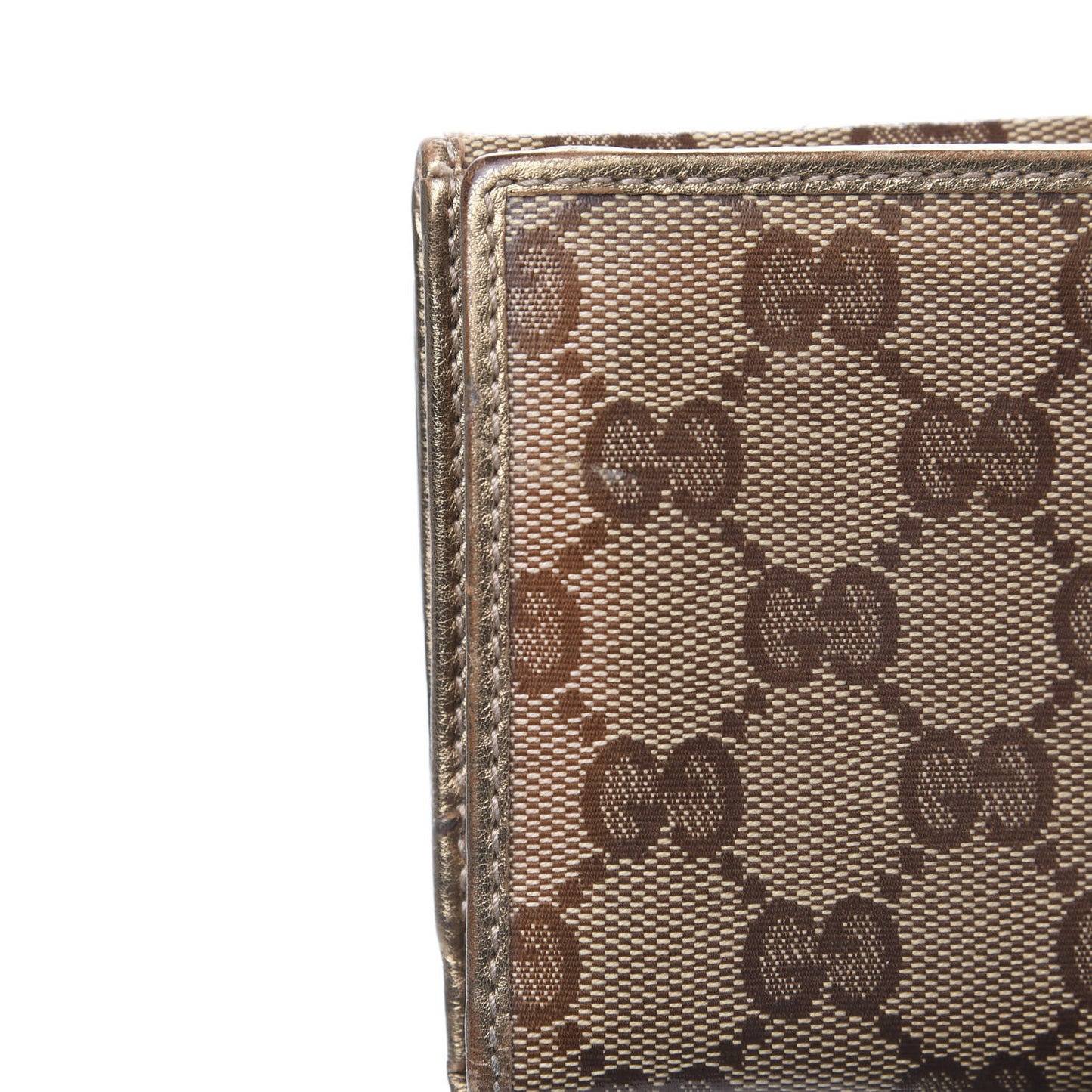 Crystal Monogram Metal Bar Continental Flap Wallet Gold