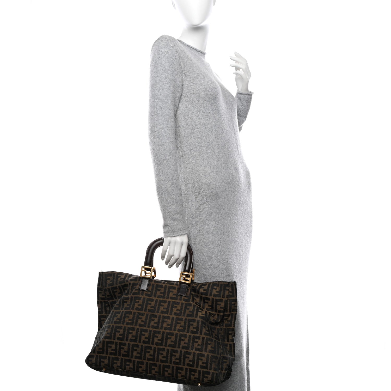 Fendi Zucca Top Handle Tote Tobacco 2 of 16