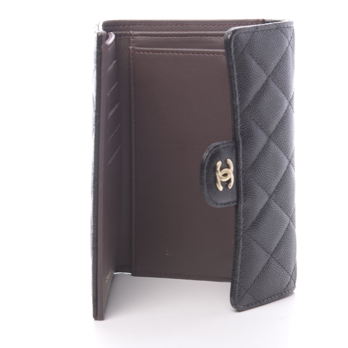 Caviar Quilted Small Flap Wallet Black