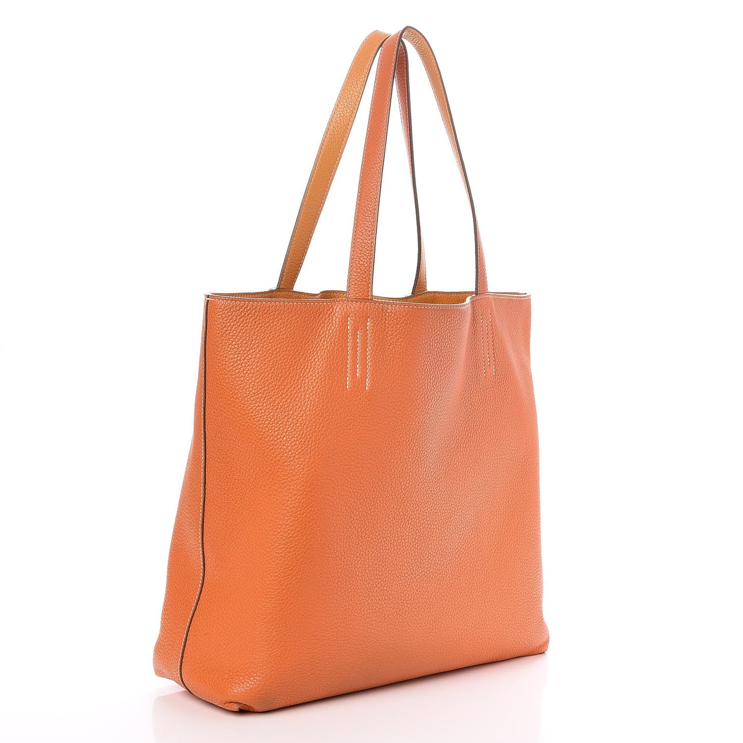 Taurillon Clemence Double Sens 36 Reversible Tote Orange Curry