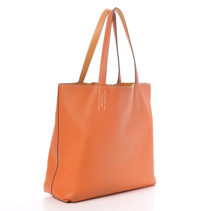 Hermes Taurillon Clemence Double Sens 36 Reversible Tote Orange Curry 4 of 12