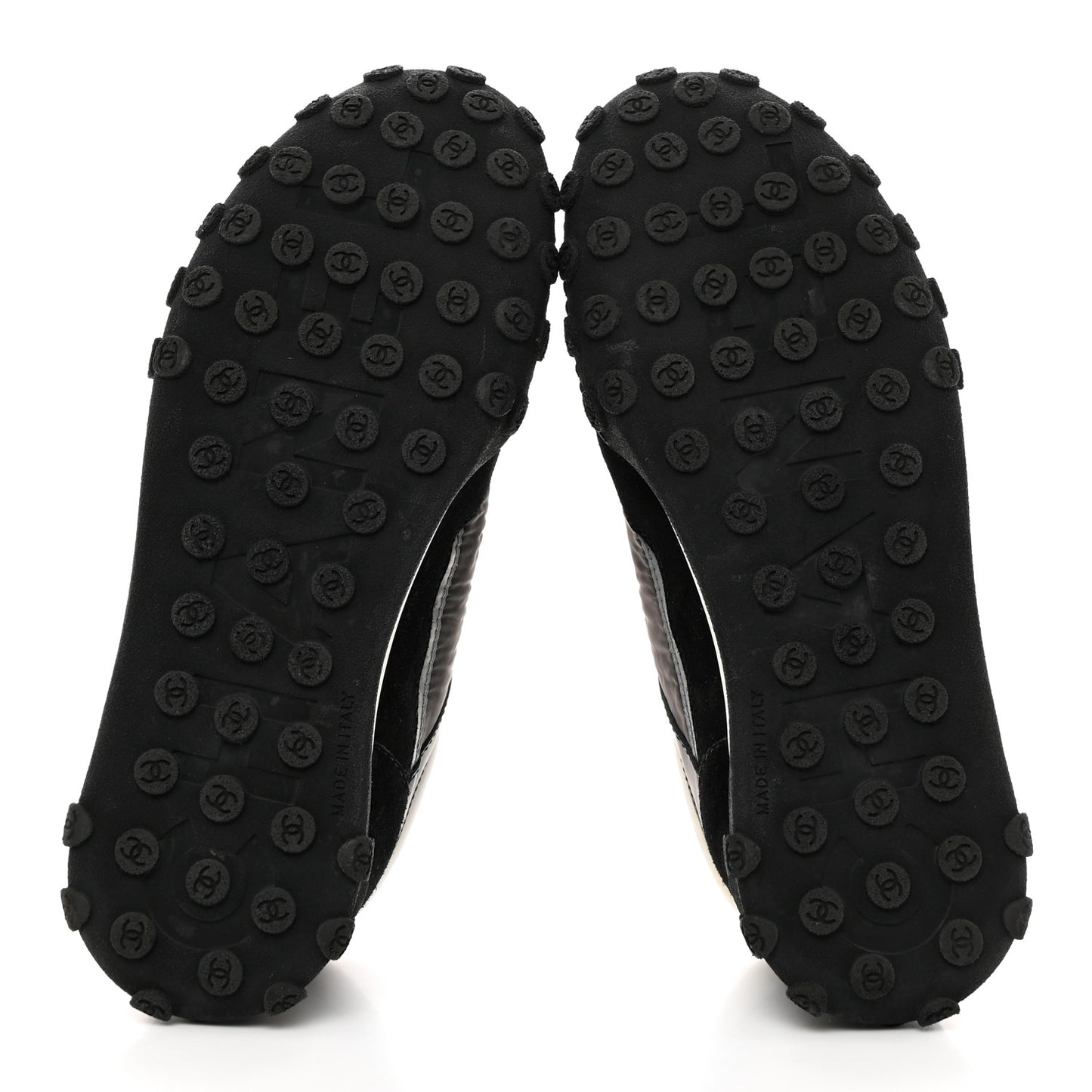 Nylon Calfskin Suede Womens CC Sneakers 37 Black Grey White