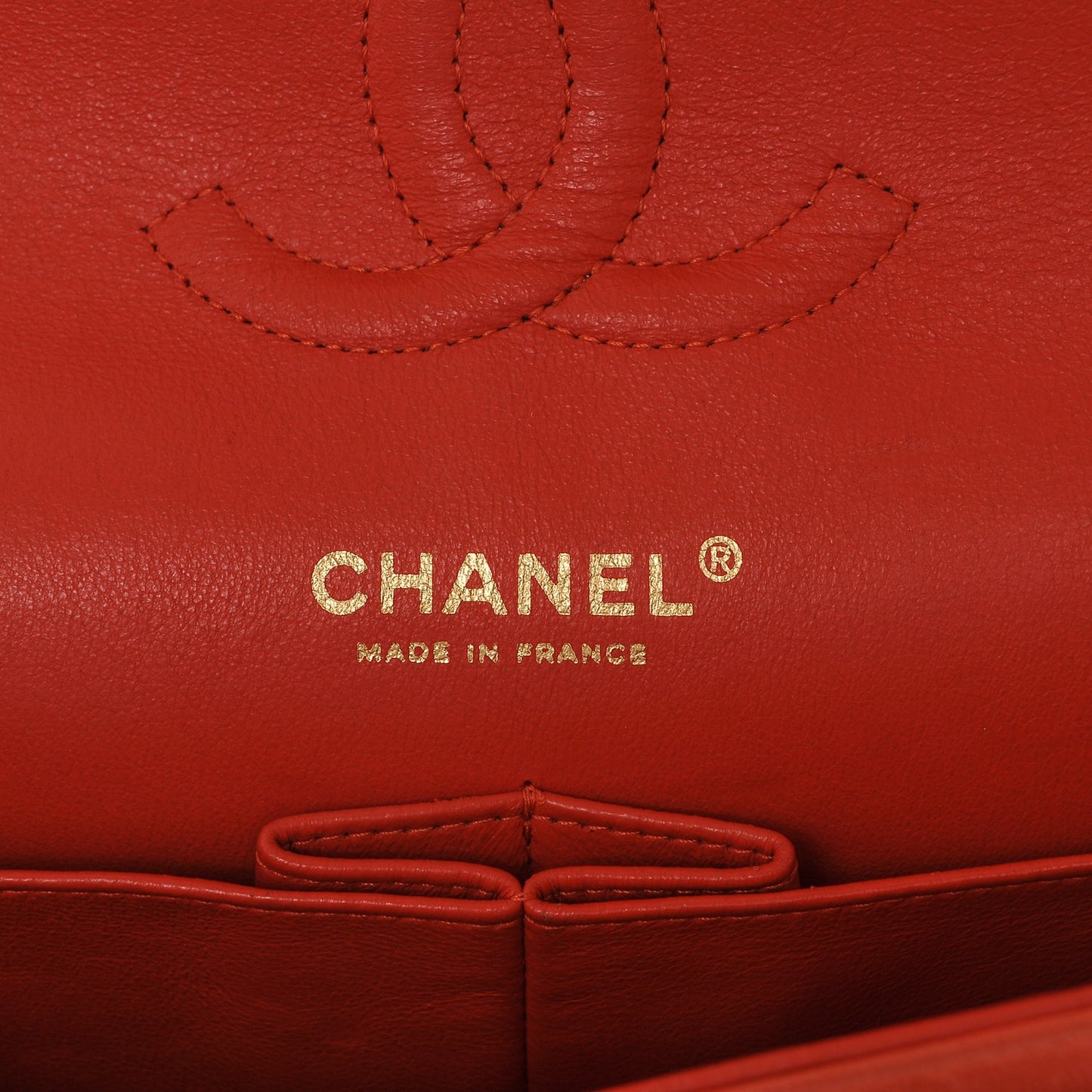 Lambskin Quilted Medium Double Flap Orange