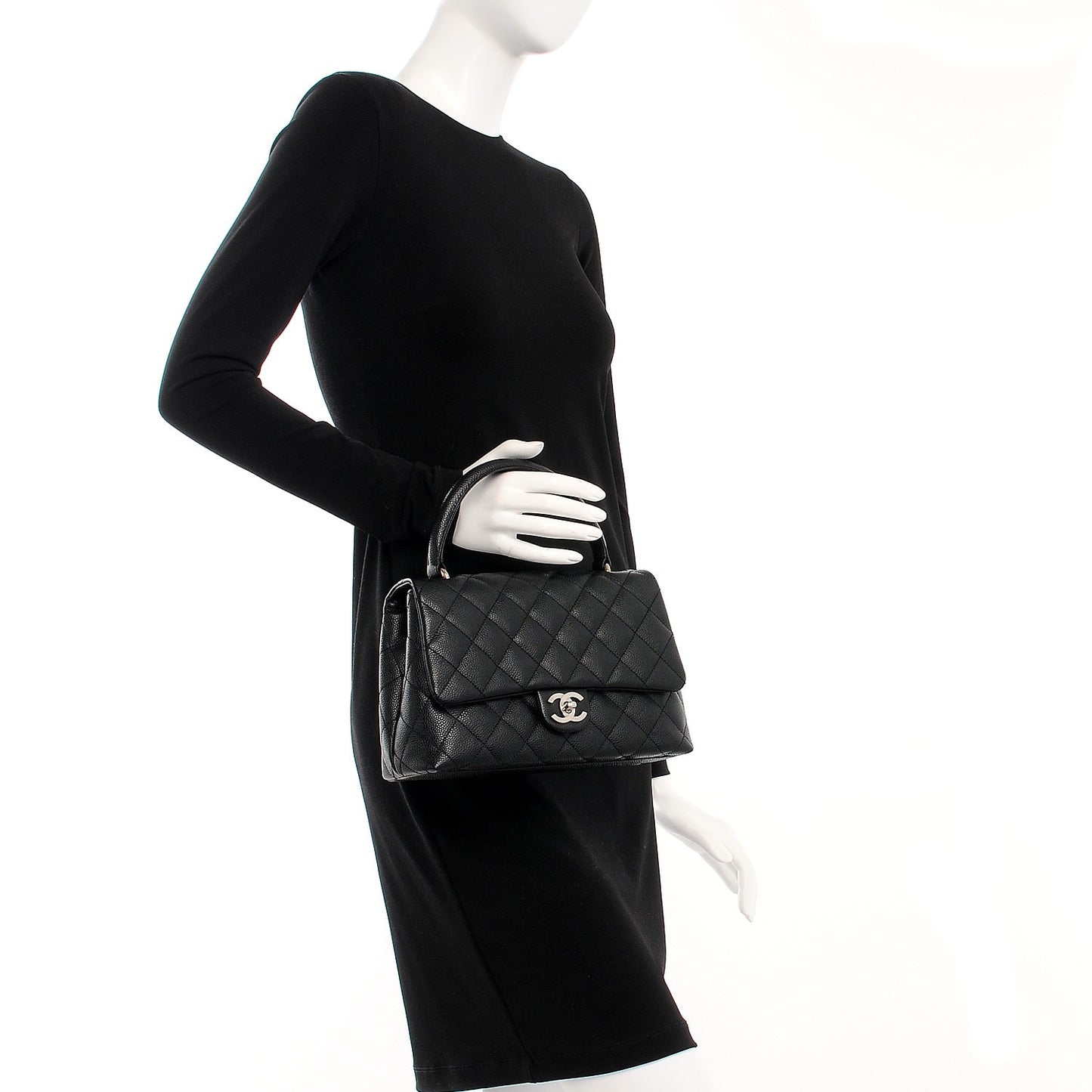 Caviar Quilted Medium Kelly Flap Bag Black