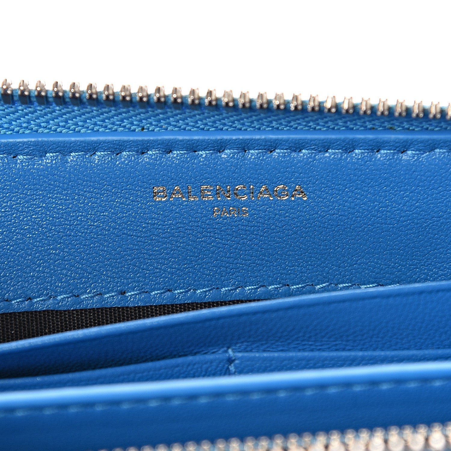 Balenciaga Striped Calfskin Essential Continental Zip Around Wallet Blue 5 of 6