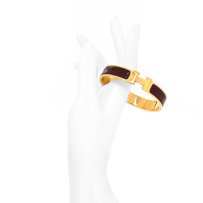 Hermes Enamel Narrow Clic Clac H Bracelet GM Burgundy 2 of 5