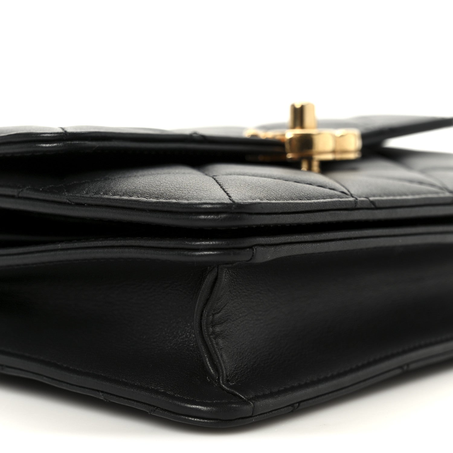 Chanel Shiny Calfskin Quilted Mini Metal Top Handle Flap Black 9 of 12