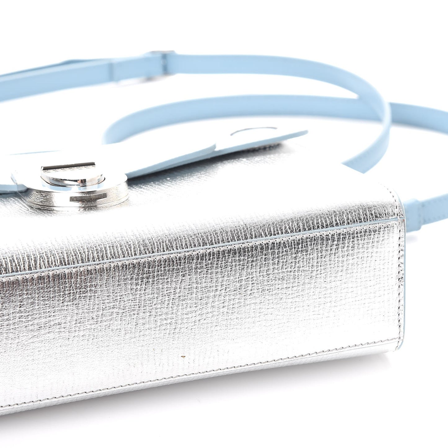 Metallic Grained Calfskin Diorever Clutch Silver