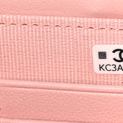 Chanel Lambskin Quilted CC Pouch Wristlet Pink 7 of 10