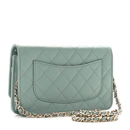 Chanel Caviar Quilted Wallet On Chain WOC Light Green 3 of 10