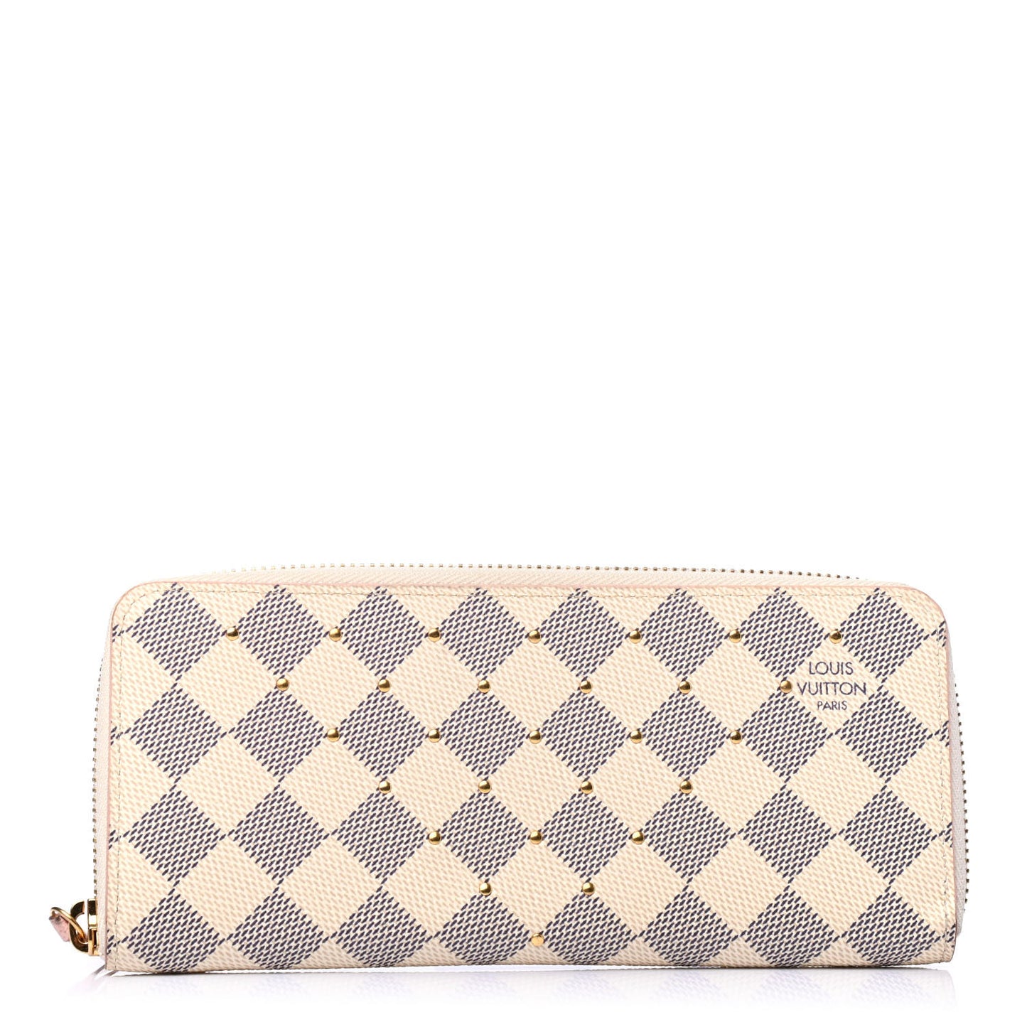 Damier Azur Studded Clemence Wallet Rose Ballerine
