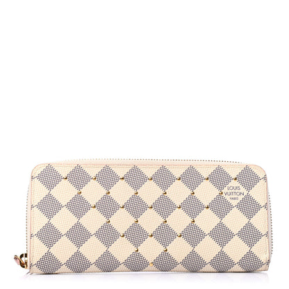 Louis Vuitton Damier Azur Studded Clemence Wallet Rose Ballerine 1 of 4